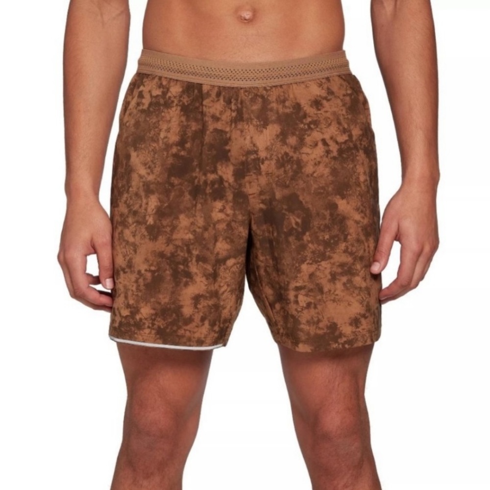 (A53) VRST Enthusiast 7” Men's Run Shorts Size 2XL Grunge Tie Dye Toast Coco
